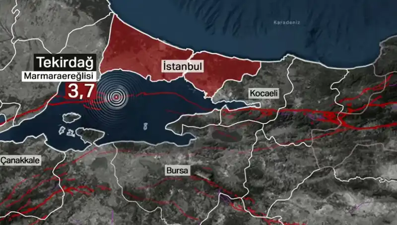 Marmara Denizi'nde Şok Eden 3.7 Büyüklüğünde Deprem Meydana Geldi